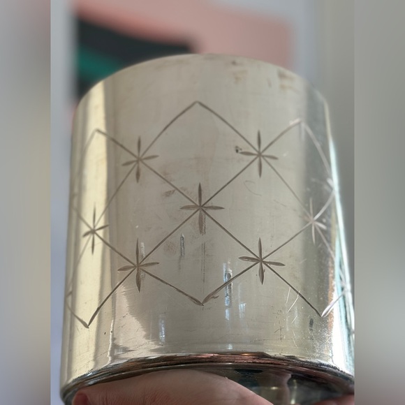 Mercury Glass Diamond Etched Set of 2 hurricane candle holders - Picture 10 of 15